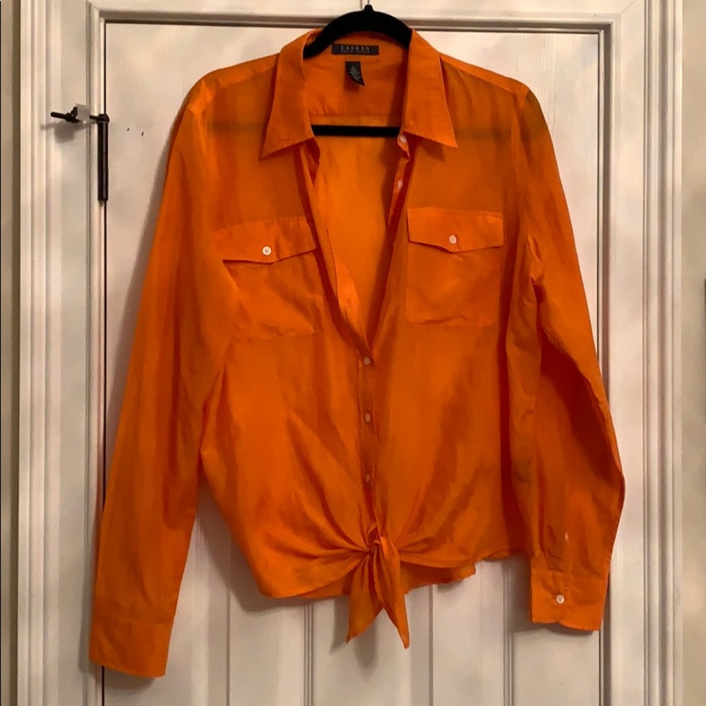 Silk blouse. Looks like Hermès.